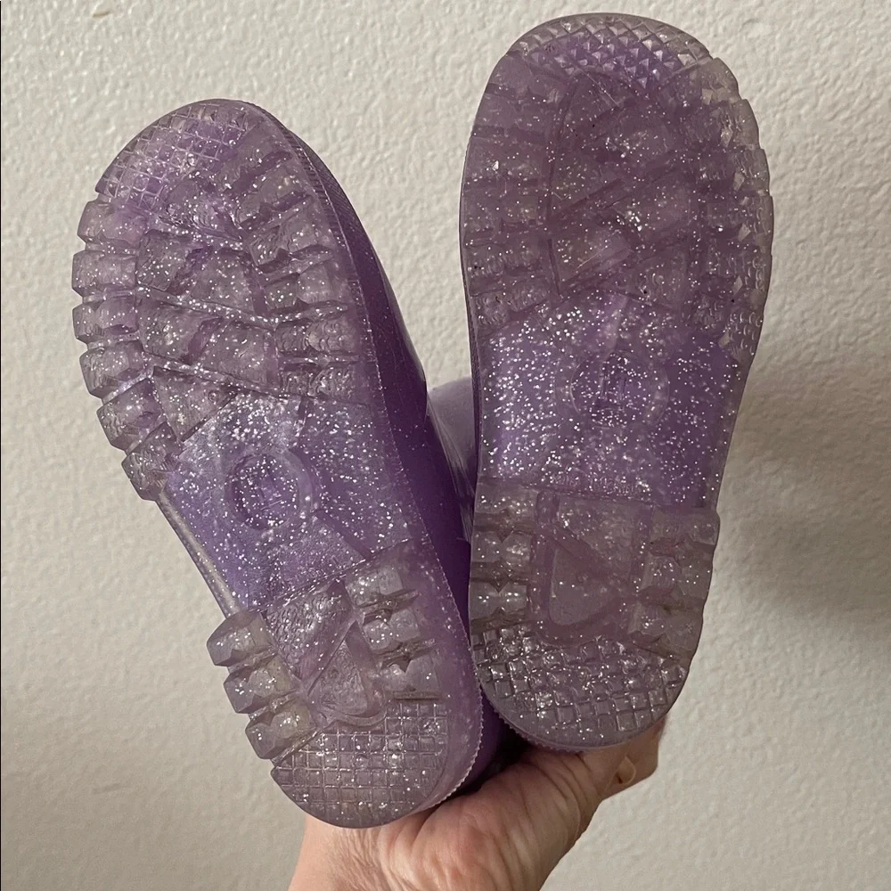Purple glitter vinyl rain snow weather boots 11 little girls